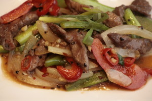 G8 Hak Chieuw Ngau Lau Beef in black pepper sauce.